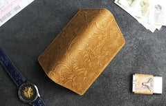 Handmade Leather Floral Mens Cool Short Wallet Passport Card Holder Small Card Slim Wallets for Men - imessengerbags