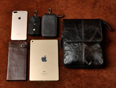 Mens Leather Small COURIER BAG Side Bag Waist Pouch Holster Belt Case Belt Pouch for Men - imessengerbags