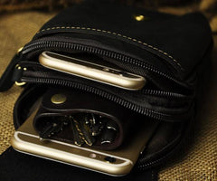 Small Mens Leather Belt Pouch Holsters Belt Case Cell Phone Waist Pouch for Men