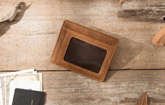 Leather Mens Slim Card Holder Front Pocket Wallets Card Wallet for Men - imessengerbags
