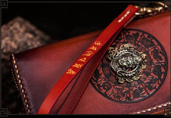 Handmade Leather Tibetan Mens Chain Biker Wallet Cool Leather Wallet Long Clutch Wallets for Men - imessengerbags