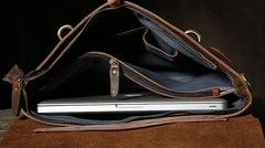 Handmade Leather Mens Cool Messenger Bag Briefcase Work Bag Business Bag Laptop Bag for men - imessengerbags