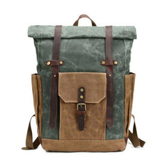 Waxed Canvas Leather Mens Travel Backpacks Canvas Backpack Canvas School Backpack for Men