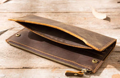 Vintage Cool Mens long Wallet Leather Wallet Long Wallet for Men - imessengerbags