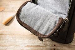 Leather Mens Black Sling Bag Sling Shoulder Bag Sling Backpack for men