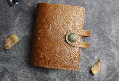 Handmade Leather Floral Mens Cool Short Wallet Card Holder Small Card Slim Wallets for Men