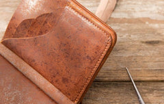 Handmade Leather Mens Small Wallets Bifold Vintage Slim billfold Wallet for Men - imessengerbags