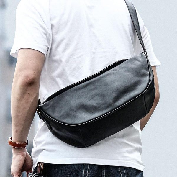 Brown Cool Leather Mens Saddle Messenger Bag Black Courier Bag Black Postman Bag For Men - imessengerbags