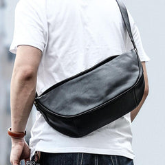 Brown Cool Leather Mens Saddle Messenger Bag Black Courier Bag Black Postman Bag For Men - imessengerbags