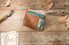 Leather Mens Slim Card Holder Front Pocket Wallets Card Wallet for Men - imessengerbags