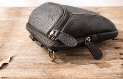 Black Leather Belt Pouch Mens Waist Bag Shoulder Bag for Men