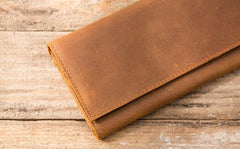 Vintage Slim long Wallet Leather Mens Tan Wallet Long Wallet for Men - imessengerbags