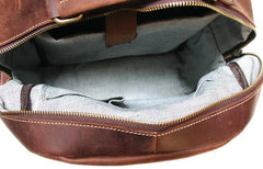 Vintage Coffee Mens Leather Backpack Travel Backpacks Laptop Backpack for men - imessengerbags