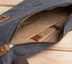 Gray Cool Canvas Mens Sling Bag Chest Bag One Shoulder Packs for men