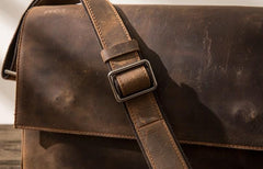 Cool Leather Coffee  Mens Messenger Bags Vintage Shoulder Bags  for Men