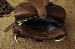 Mens Leather Small Side Bag COURIER BAG Waist Pouch Holster Belt Case Belt Pouch for Men