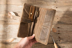 Cool Canvas Leather Mens Long Wallet Long Wallet for Men - imessengerbags