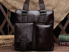 Vintage Coffee Leather Mens Briefcase Laptop Bag Business Bags Work Bag for Men - imessengerbags