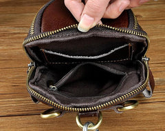 Small Mens Leather Side Bag Belt Pouch Holster Belt Case Waist Pouch for Men
