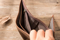 Vintage Leather Mens Small Wallets Bifold Slim billfold Wallet for Men - imessengerbags