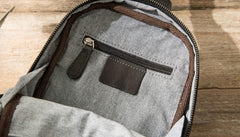 Leather Mens Black Sling Bag Sling Shoulder Bag Sling Backpack for men