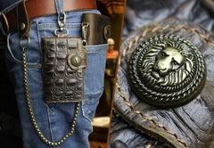 Handmade Leather Floral Mens Cool Key Wallet Wallet Card Holder Small Card Keychain Wallets for Men - imessengerbags