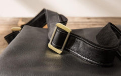 Cool Leather Black Mens Messenger Bags Vintage Shoulder Bags  for Men