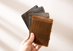 Leather Mens Slim Cards Holder Front Pocket Wallets Card Wallet for Men