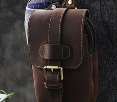 Small Mens Leather Belt Pouch Holsters Belt Case Cell Phone Waist Pouch for Men