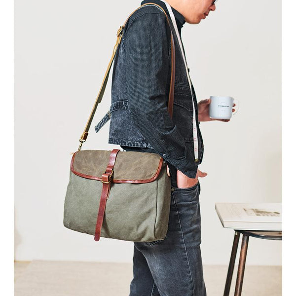 Fashion Canvas Mens Side Bag Canvas Messenger Bags Canvas Satchel Courier Bag for Men - imessengerbags