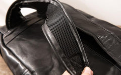 Black Cool Mens Leather Backpacks Travel Backpacks Laptop Backpack for men - imessengerbags