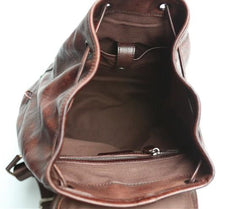 Coffee Leather Mens Backpack Travel Backpack Laptop Backpacks for men