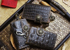 Handmade Leather Floral Mens Cool Key Wallet Wallet Card Holder Small Card Keychain Wallets for Men - imessengerbags