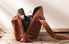 Black Brown Cool Leather Mens Shoulder Bags Messenger Bags for Men - imessengerbags