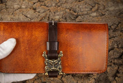 Handmade Leather Mens Clutch Wallet Cool Leather Wallet Long Phone Wallets for Men
