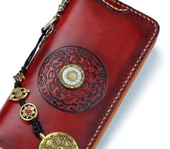 Handmade Leather Mens Chain Biker Wallet Cool Leather Wallet Long Phone Wallets for Men