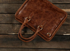 Handmade Leather Mens Cool Messenger Bag Briefcase Work Bag Business Bag Laptop Bag for men