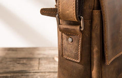 Cool Leather Coffee  Mens Messenger Bags Vintage Shoulder Bags  for Men