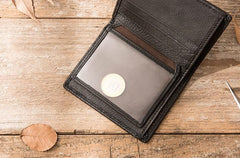 Braided Leather Mens Small Wallets Bifold Slim Front Pocket Wallet for Men - imessengerbags