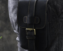 Small Mens Leather Belt Pouch Holsters Belt Case Cell Phone Waist Pouch for Men