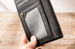 Cool Black Braided Leather Mens Long Wallet Long Wallet for Men - imessengerbags