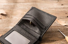 Braided Leather Mens Small Wallets Bifold Slim Front Pocket Wallet for Men - imessengerbags
