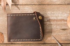 Handmade Leather Mens Small Wallets Bifold Slim Front Pocket Wallet for Men - imessengerbags