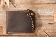 Handmade Leather Mens Small Wallets Bifold Slim Front Pocket Wallet for Men