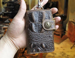 Handmade Leather Floral Mens Cool Key Wallet Wallet Card Holder Small Card Keychain Wallets for Men - imessengerbags