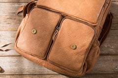 Cool Brown Mens Leather Backpacks Travel Backpacks Laptop Backpack for men - imessengerbags