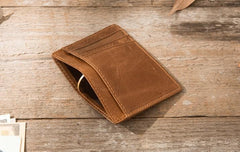 Leather Mens Slim Card Holder Front Pocket Wallets Card Wallet for Men - imessengerbags