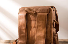 Cool Brown Mens Leather Backpacks Travel Backpacks Laptop Backpack for men - imessengerbags