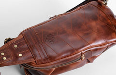 Genuine Leather Mens Cool Chest Bag Sling Bag Crossbody Bag Travel Bag Hiking Bag for men - imessengerbags