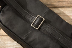 Leather Mens Black Sling Bag Sling Shoulder Bag Sling Backpack for men